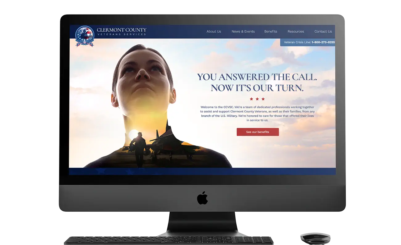 Mockup of the Clermont County Veterans homepage