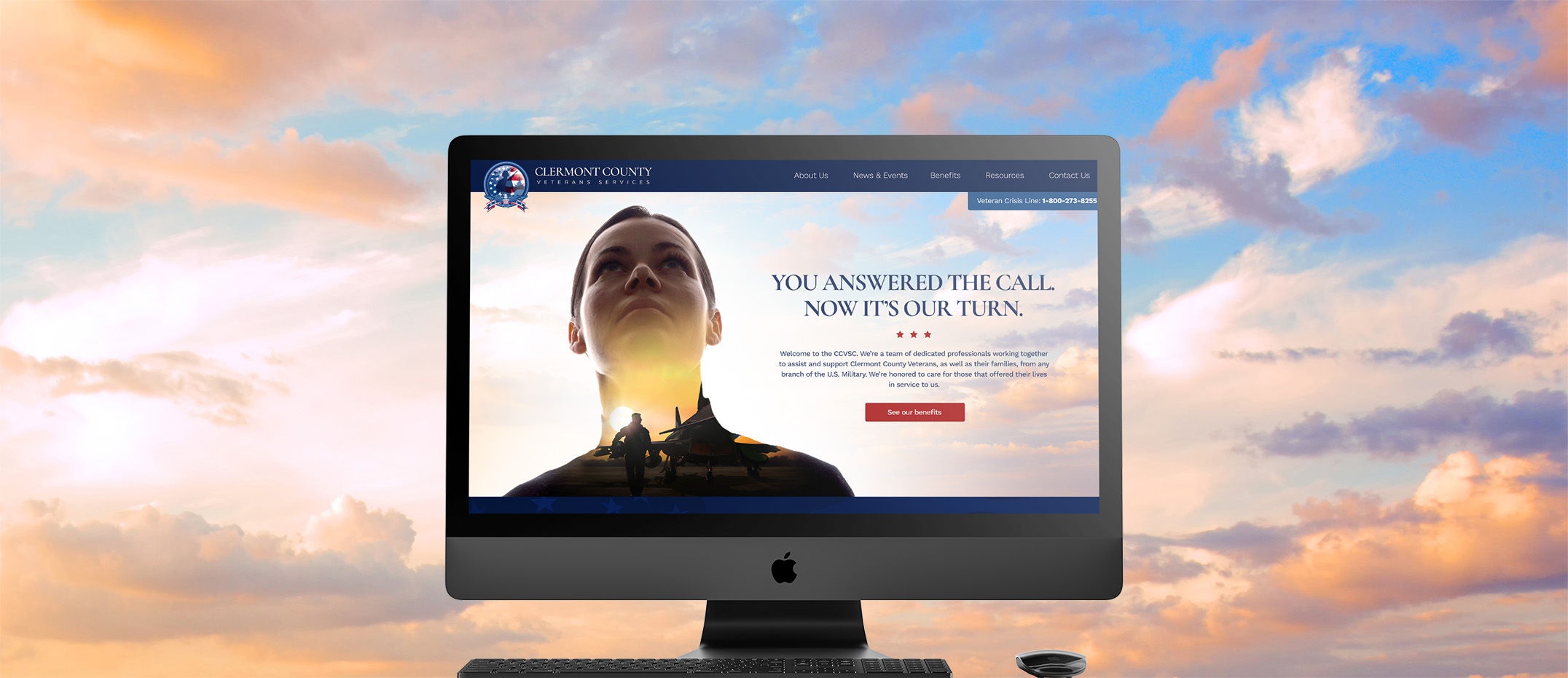 Mockup of the Clermont County Veterans homepage
