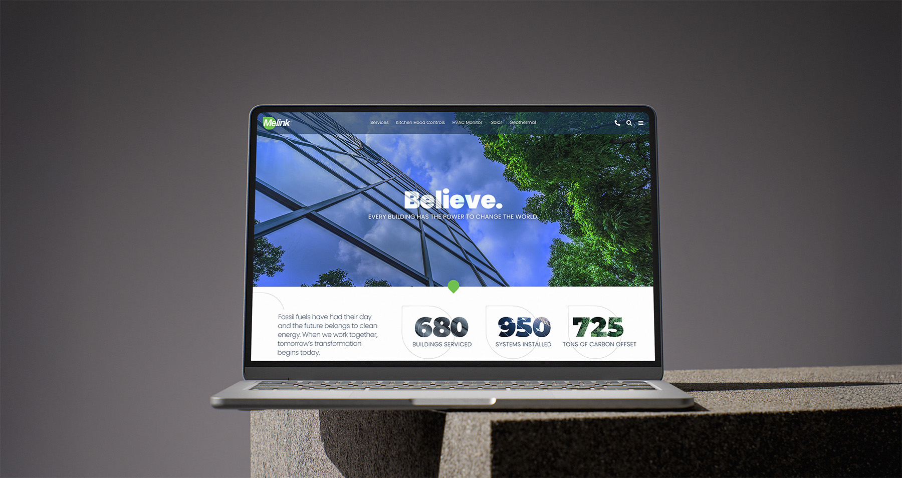 Melink homepage on a laptop