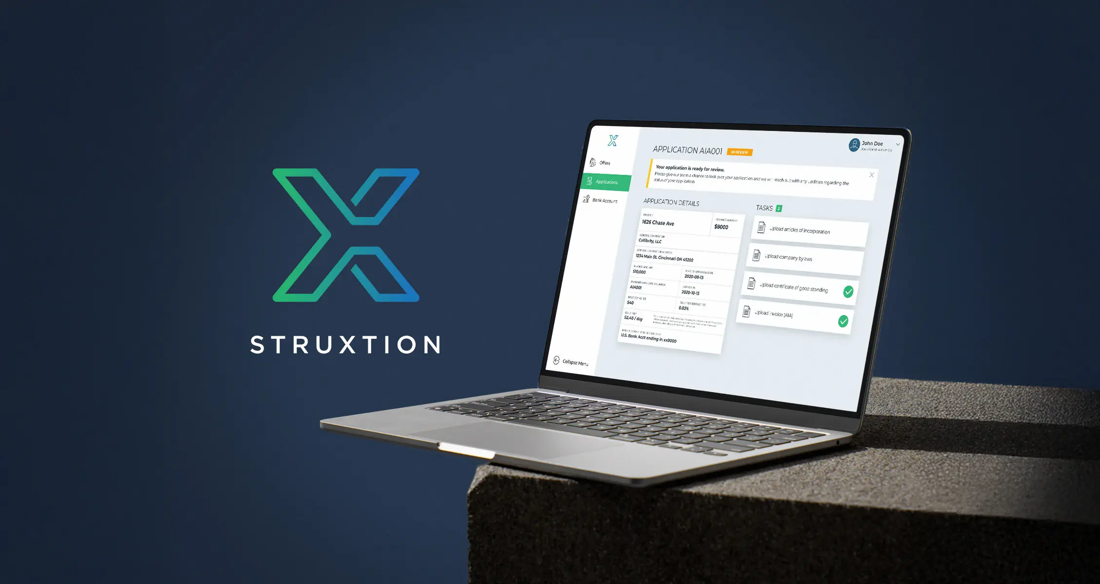 Struxtion logo and app mockup